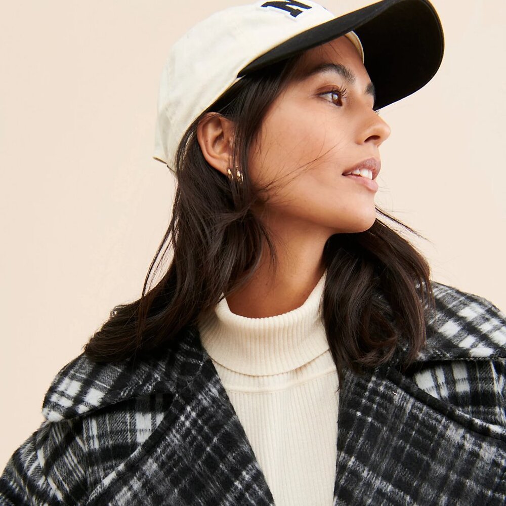 FREE PEOPLE Highlands Wool blend Peacoat in Salt & Pepper - Picture 3 of 8